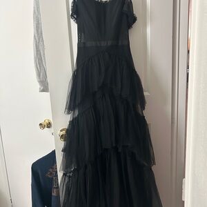 Betsy & Adam Elegant Black Ruffle Dress
